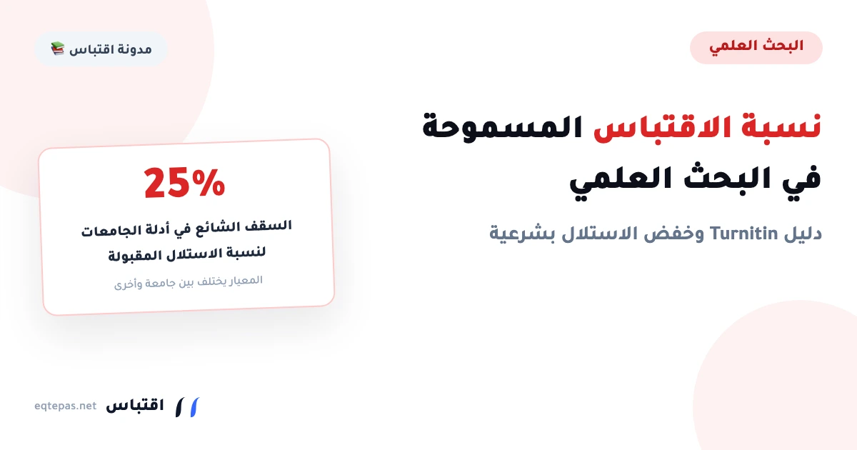 نسبة الاقتباس المسموحة في البحث العلمي: دليل Turnitin الكامل