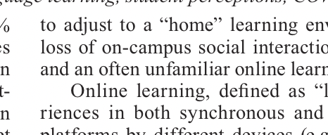 اقتباس مصوّر من كتاب F2F versus Online: Student Perceptions of Foreign Language Learning in the Time of COVID-19